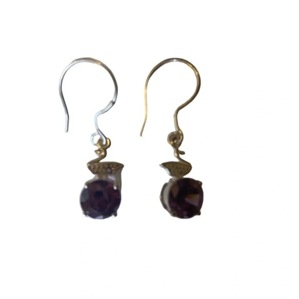 🌺Simulated amethyst Dangling Earrings in sterling silver